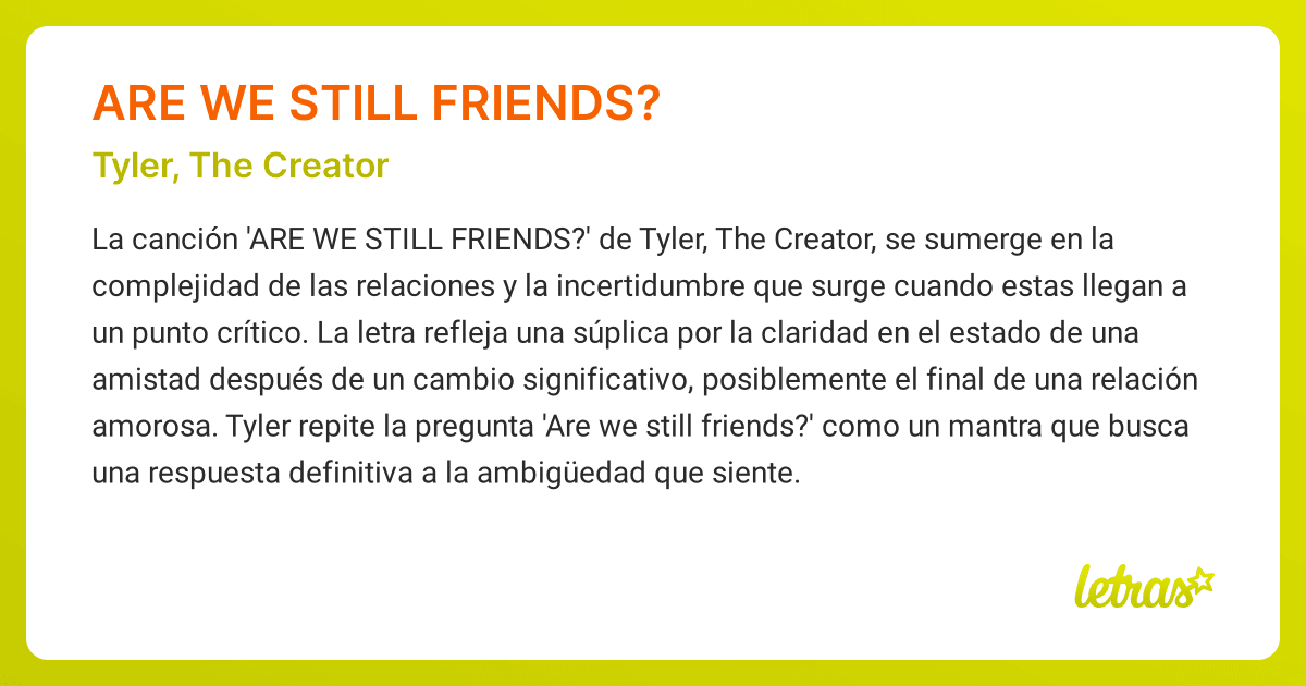 Fact Check: Are we still friends significado?