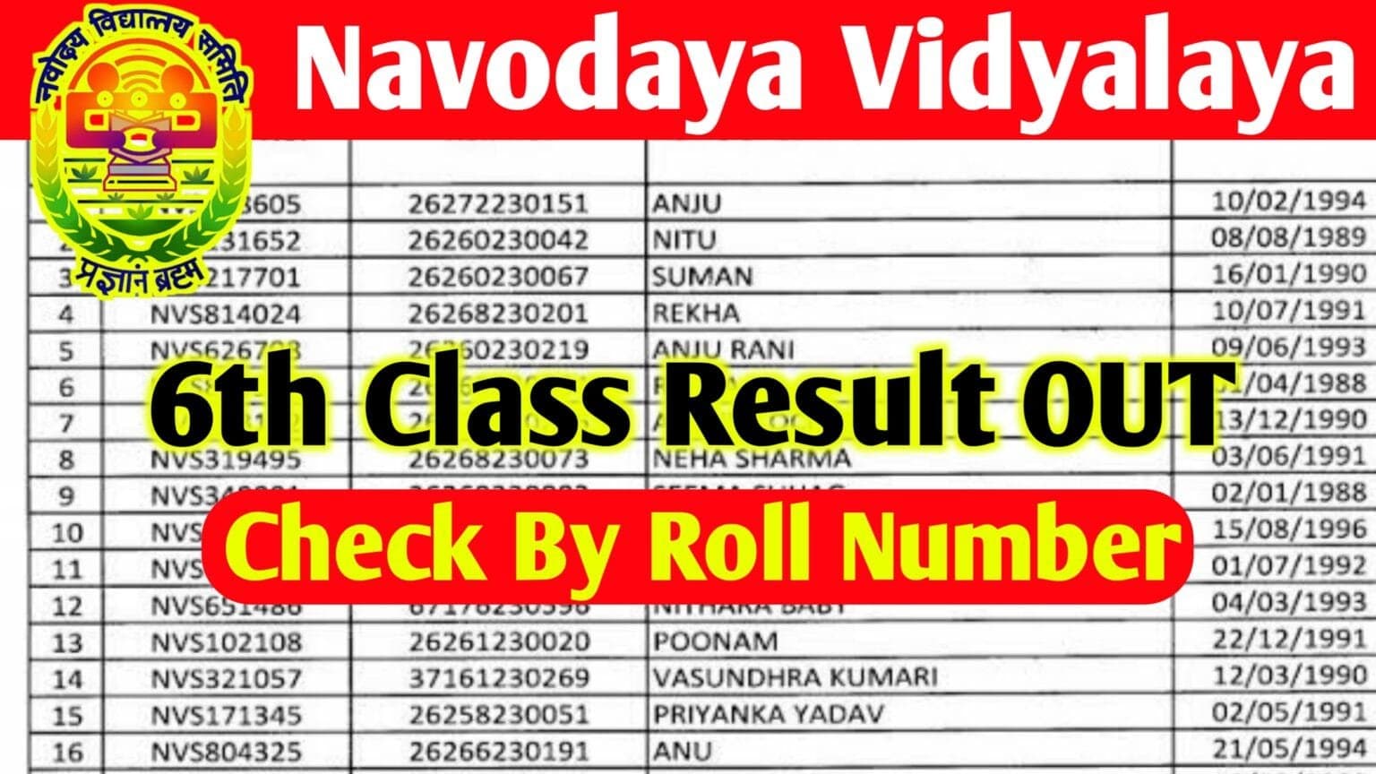 Fact Check: Is JNV result declared for class 6?