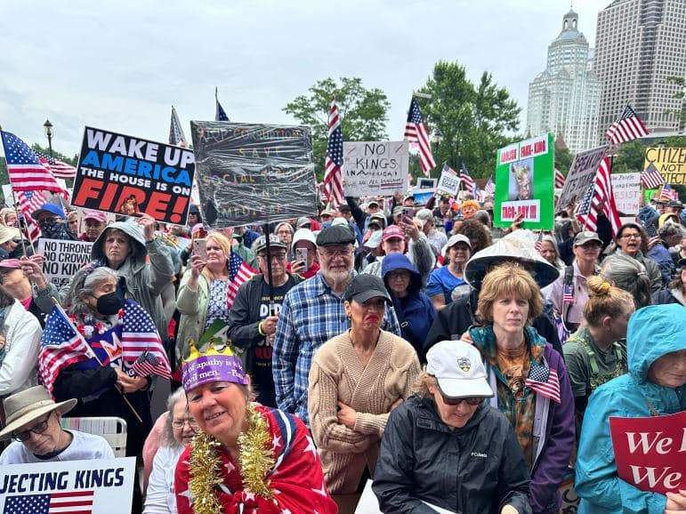 Fact Check: On Saturday, June 14, 2023, thousands of Connecticut residents participated in the 'No Kings' protest against the Trump administration, with an estimated 9,000 to 10,000 people attending the rally at the north lawn of the Connecticut Capitol in Hartford.