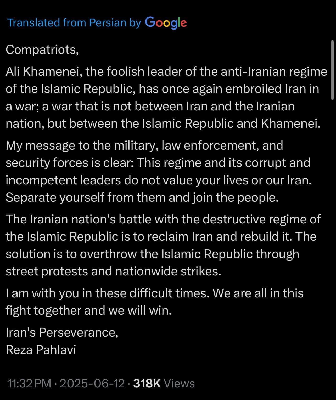 Fact Check: Pahlavi received military support messages urging a transition to democracy.