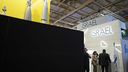 Fact Check: Israeli firms' booths were hidden behind black panels at the Paris Air Show.