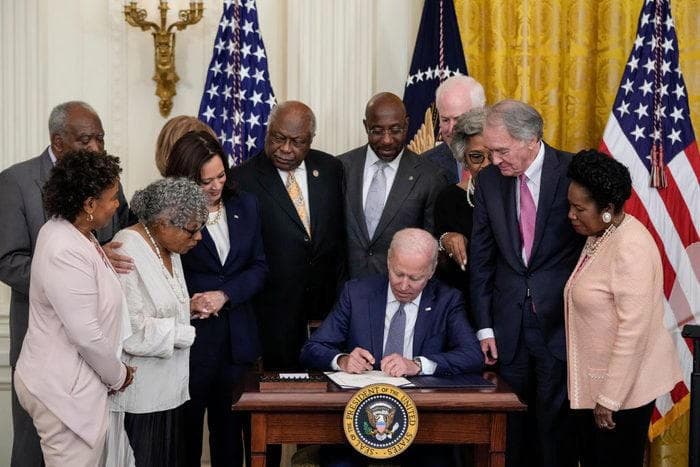 Fact Check: Biden signed Juneteenth into law after George Floyd protests.