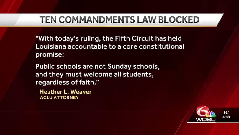 Fact Check: Louisiana's Ten Commandments law blocked as unconstitutional by Fifth Circuit Court.