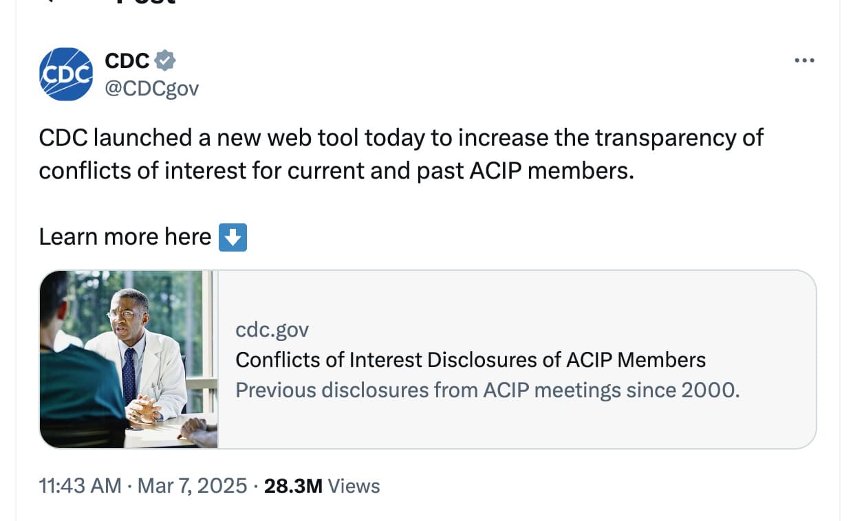 Fact Check: ACIP members were asked to disclose conflicts before their first meeting.