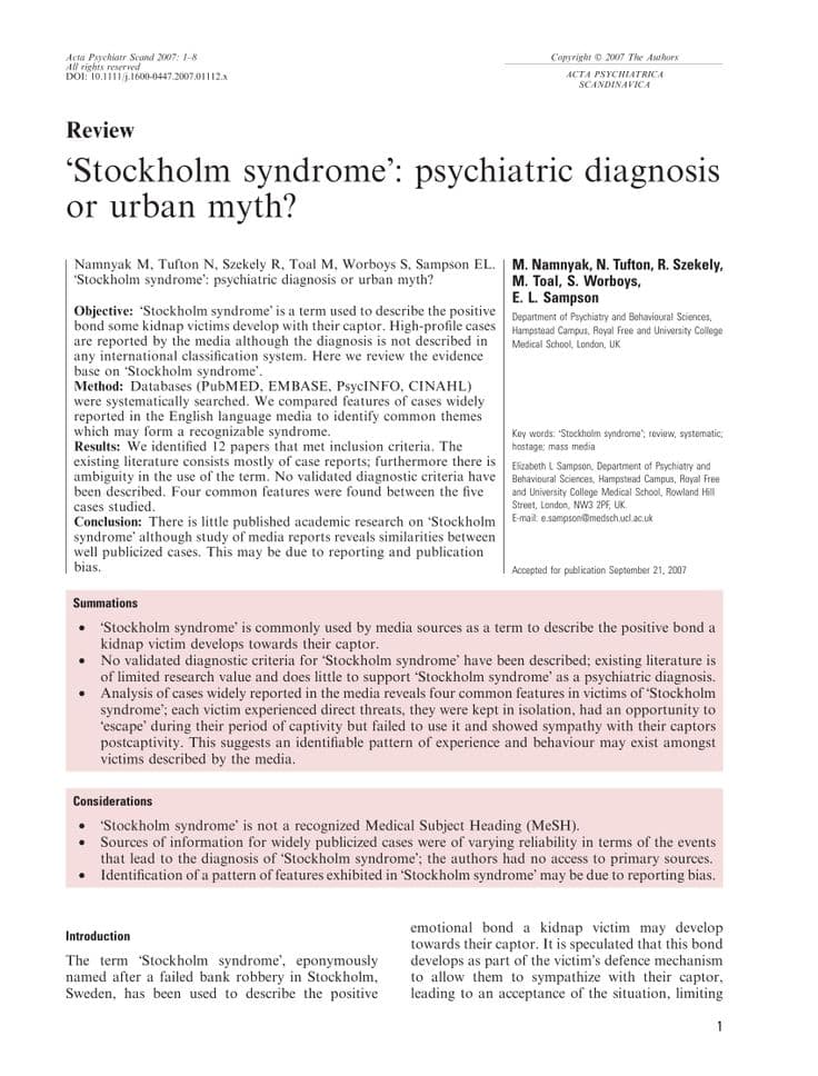 Fact Check: Experts debate if Stockholm syndrome is a real psychiatric condition.