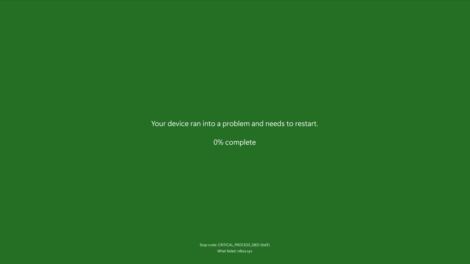 Fact Check: Microsoft's new error screen shows restart progress percentage instead of a sad face.