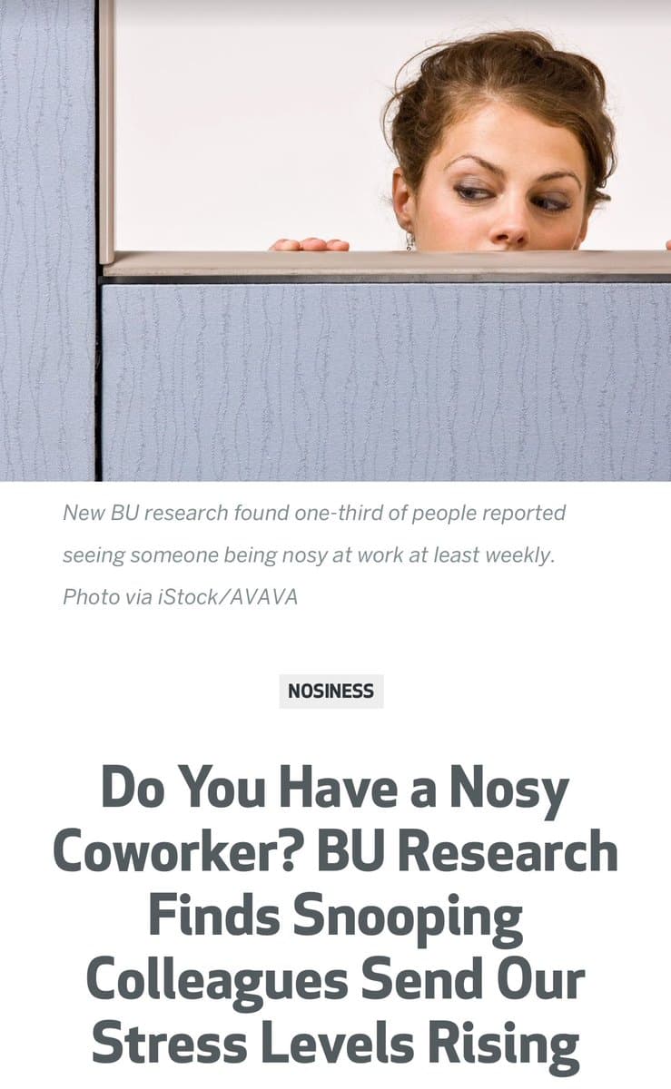 Fact Check: One-third of workers see nosy colleagues weekly.