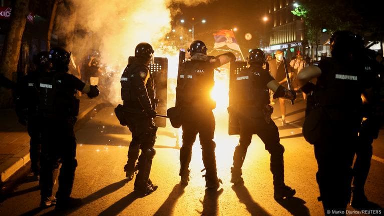 Fact Check: Six police officers injured in violent clashes with anti-government protesters in Belgrade.