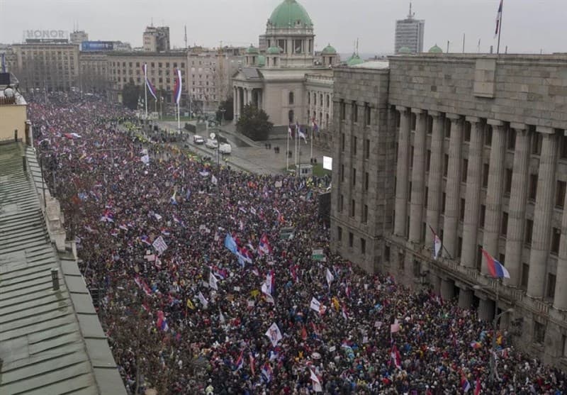 Fact Check: Vucic's coalition controls 156 of 250 parliamentary seats, resisting calls for elections.