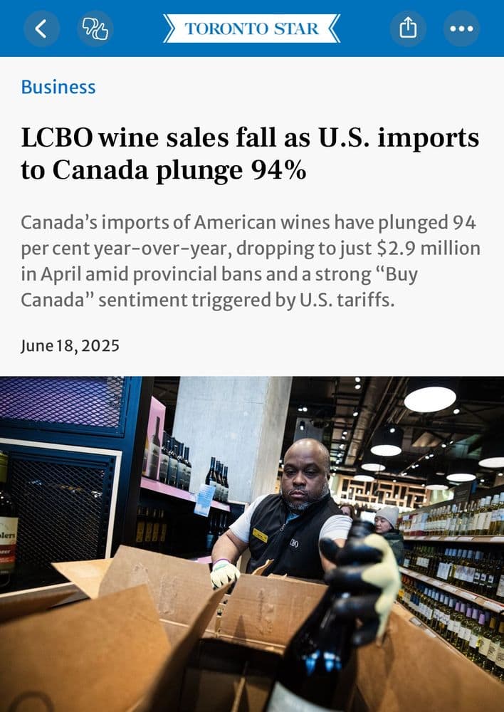 Fact Check: U.S. wine imports to Canada drop 94% in April 2025!