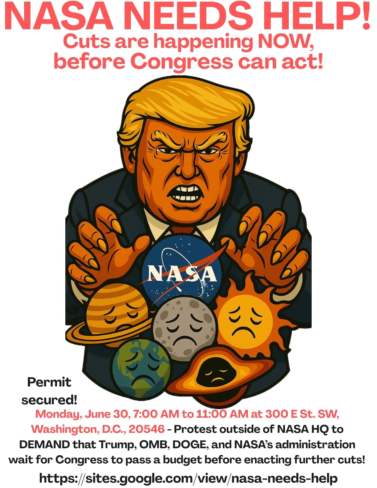 Fact Check: Protest organizers demand Trump administration halt NASA budget cuts.