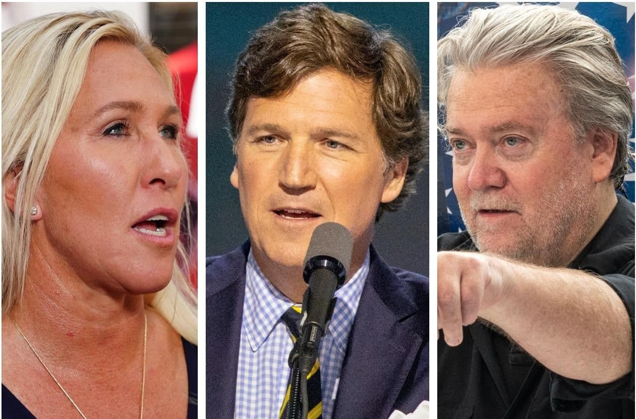 Fact Check: Marjorie Taylor Greene defends Carlson, challenging Trump's actions.