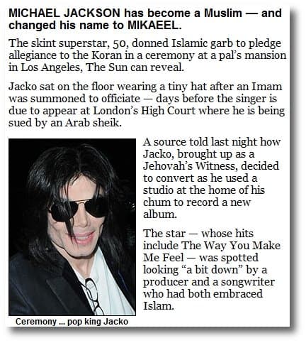 Fact Check: Michael Jackson converted to Islam before he died, but is still alive living secretly in Barhain under a new identity 