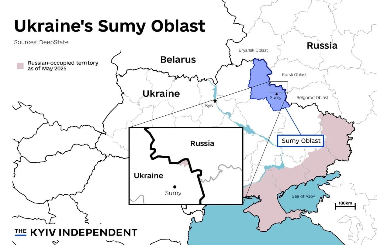 Fact Check: Ukraine's Sumy Oblast is located near the border with Russia.