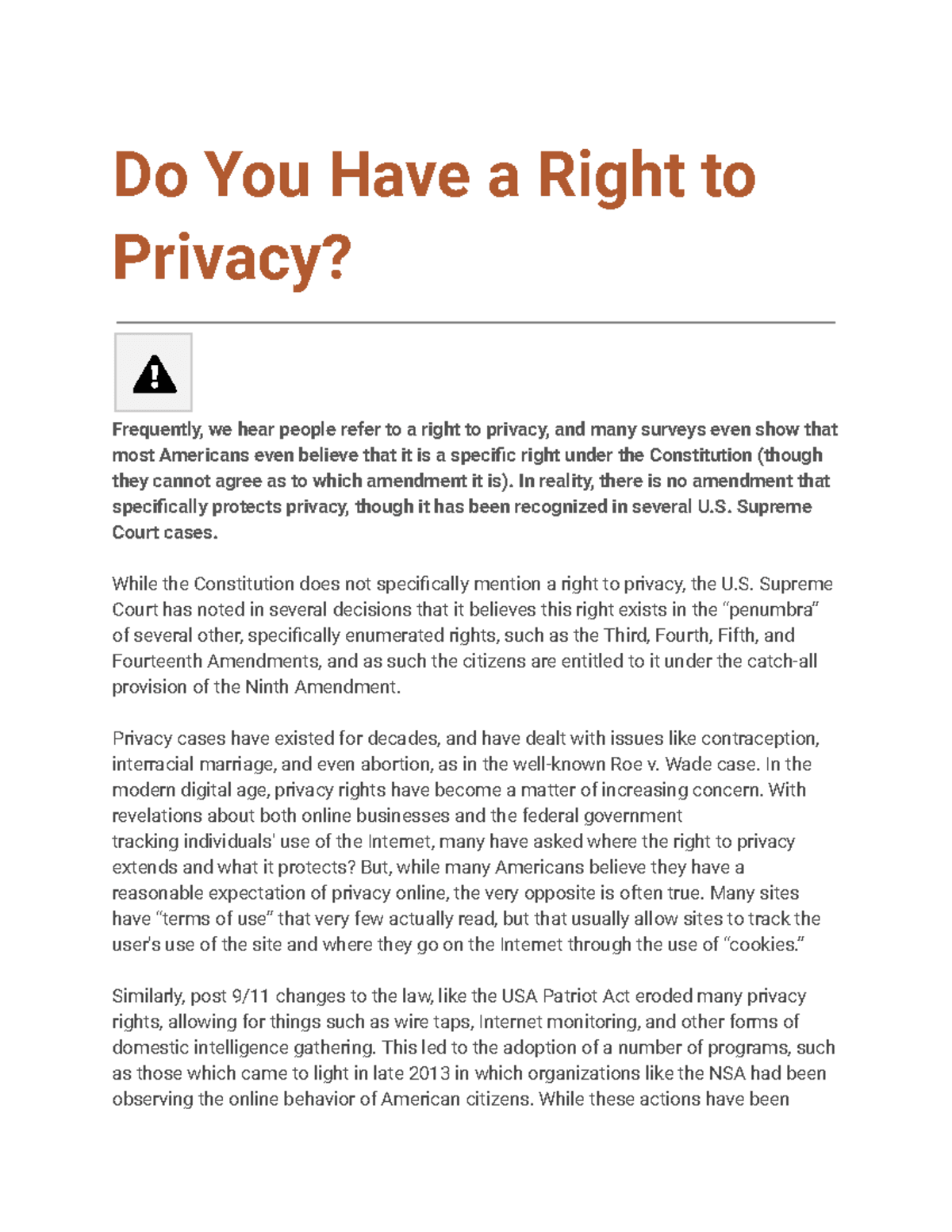 Fact Check: The right to privacy is recognized in U.S. constitutional law.