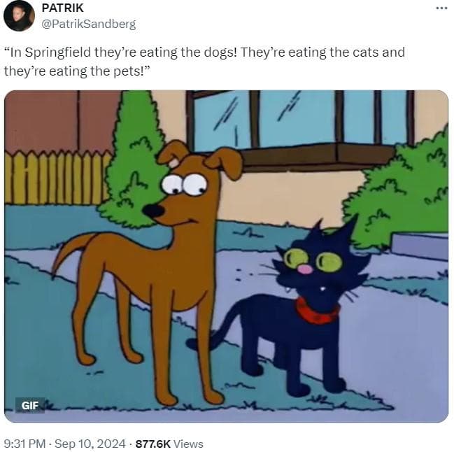 Fact Check: In springfield they are eating the dogs, theyre eating the cats