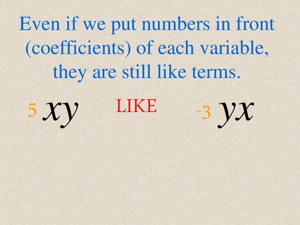 Fact Check: Are YX and XY like terms?