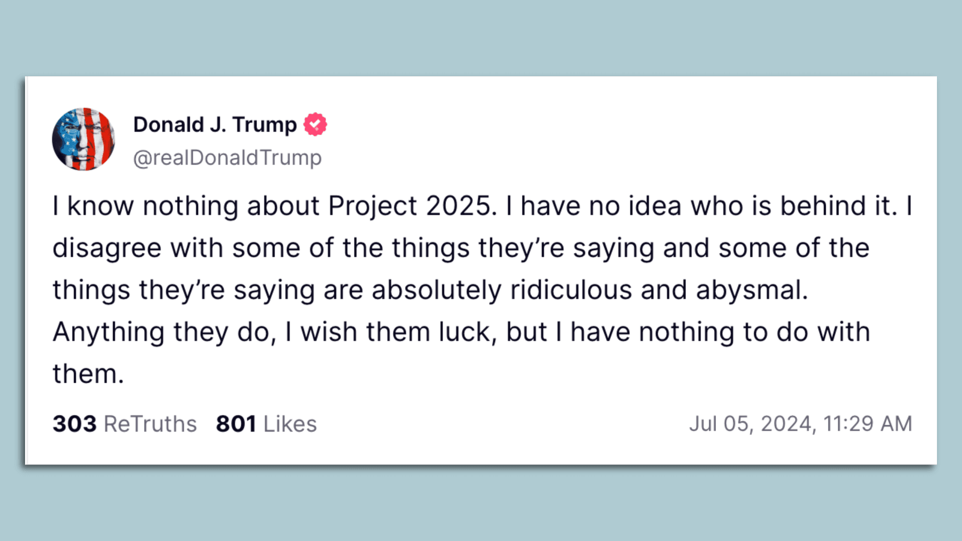 Fact Check: Trump said he has no relation to project 2025