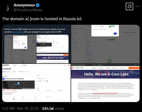 Fact Check: x.com hosted in russia
